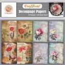 5 x CrafTreat Rose Decoupage Paper for Crafts and Furniture - Poppies and Roses - Size: A4 (8.3 x 11.7 Inch) 8 Pcs - Furniture Decoupage Paper Poppies - Floral Decoupage Paper for Furniture