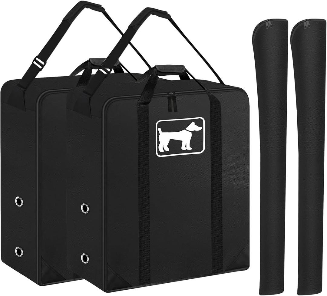 SIRUITON 2Pack Dog Playpen Storage Bag, Fits 32" H 8 Panels and 9 StakesSuitable for Foldable Exercise Pet Playpen, Dog Fence Travel Bag, with Reinforcing Plate & Shoulder (Black)