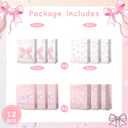 BOXOB 12pcs Pink Bow Gift Bags, 2 Styles Paper 8.27x6.3x3.15in Elegant Small Coquette Pink Goodie Favor Bags Candy Decorations with Handles for Party Wedding Birthday Supplies