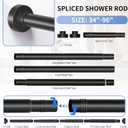 Black Shower Curtain Rod 34-96 Inches(2.8-8ft) Never Rust Adjustable Shower Rod Spring Tension Non Slip No Drilling Shower Rods for Bathroom Garland Window