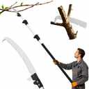 Pole Saw for Tree Trimming, Extendable Tree Pruner with Double Hook Saw, Manual Pole Saw for High Branches, Pruning Branch Cutter for Yard, Garden, Patios