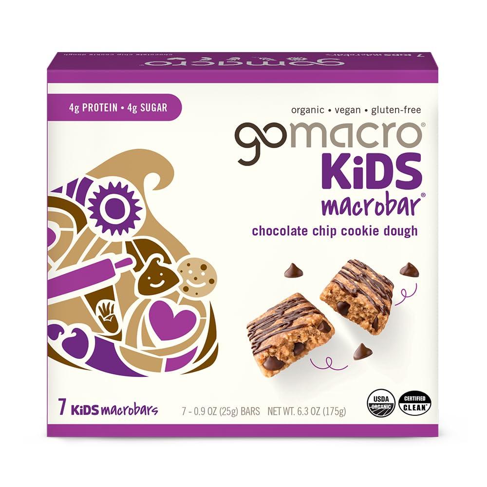 GoMacro Kids MacroBar Organic Vegan Snack Bars - Chocolate Chip Cookie Dough (0.90 Ounce Bars, 7 Count) 13SEP26