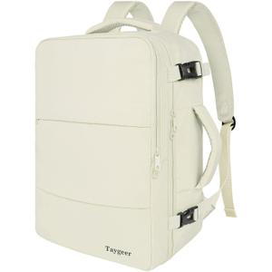 Taygeer Travel Backpack for Women, Carry On Backpack with Shoe Pouch, TSA 15.6" Laptop Back Pack Flight Approved, College Gym Bag Casual Daypack for Weekender Business Hiking,Beige