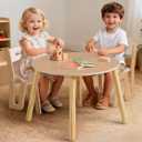 ROBUD Wooden Toddler Table and Chair Set, 2 Height Adjustable Toddler Chair Ages 3-8, Kids Desk for Classroom/Daycare/Home, Children Multi-Activity Table, WG425