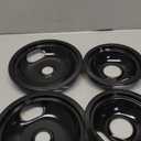 Stove Burner Drip Pans W10288051 Burner Covers-2 Packs 6 W10290353 Black Porcelain Burner Pans and 8" W10290350 Stove Top Covers for Electric Stove by Sikawai