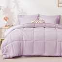 Love's cabin Twin Comforter Set Light Purple, 5 Pieces Twin Bed in a Bag, All Season Bedding Sets with 1 Comforter, 1 Flat Sheet, 1 Fitted Sheet, 1 Pillowcase and 1 Pillow Sham