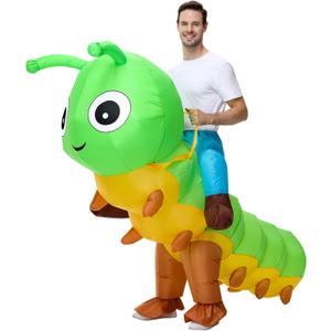 Inflatable Costume For Adults, Inflatable Caterpillar Riding Costume, Halloween Blow-up Costume for Women Men Cosplay Parties