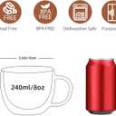 CNGLASS Double Wall Glass Cappuccino Mugs 8.1oz,Clear Insulated Glass Coffee Mug with Handle for Espresso,Latte,Tea,Set of 2