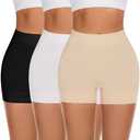 FRESBEIT Slip Shorts for Women Under Dress,Boyshorts Panties Anti Chafing Shorts Smooth Shapewear Shorts, L