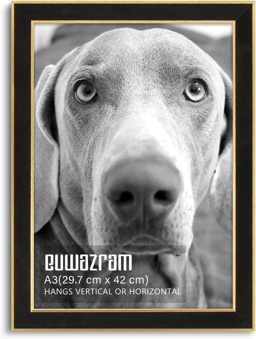 Suede A3 Frame - Single Frame, Elegant Black 11.69x16.54 inch Picture Frame, A3 Poster Frame for Artwork, Puzzles, Photos, Movie Posters, and Wall Display