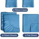 Split King Size 5 Piece Sheet Set - Comfy Breathable & Cooling Sheets - Hotel Luxury Bed Sheets for Women & Men - Deep Pockets, Easy-Fit, Soft & Wrinkle Free Sheets - Denim Blue Oeko-Tex Bed Sheet Set