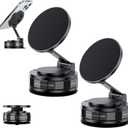 2Pcs Suction Cup Phone Mount, Upgraded 360 Adjustable Vacuum Magnetic Phone Holder for Car/Gym/Mirror/Smooth Surface, Foldable Car Mount Ultra Suction Magnetic Cell Phoneholder with All Smartphones