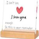 I Love You Gifts for Her Him Girlfriend Boyfriend Birthday Gift Romantic Ideas Wedding Gift Acrylic Table Signs Decor with Wooden Base