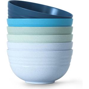 6 PcsUnbreakable Mixing Bowls Unbreakable Salad Bowls, 68 Ounces Microwave and Dishwasher Safe BPA-Free Serving Bowls for Cereal,Salad,Soup,Ramen,Noodle,Oatmeal,Snack Apply to Kitchen,Freezer (Gradient Blue)