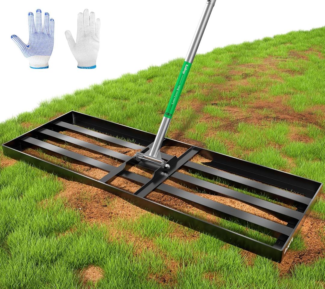 Lawn Leveling Rake 48X10 inch,Extra Wide Lawn Leveler,78" Levelawn Tool,Adjustable Steel Extended Handle Lawn Level Tool,Heavy Duty Yard Leveling Rake Suit for Garden,Golf Lawn and Farm
