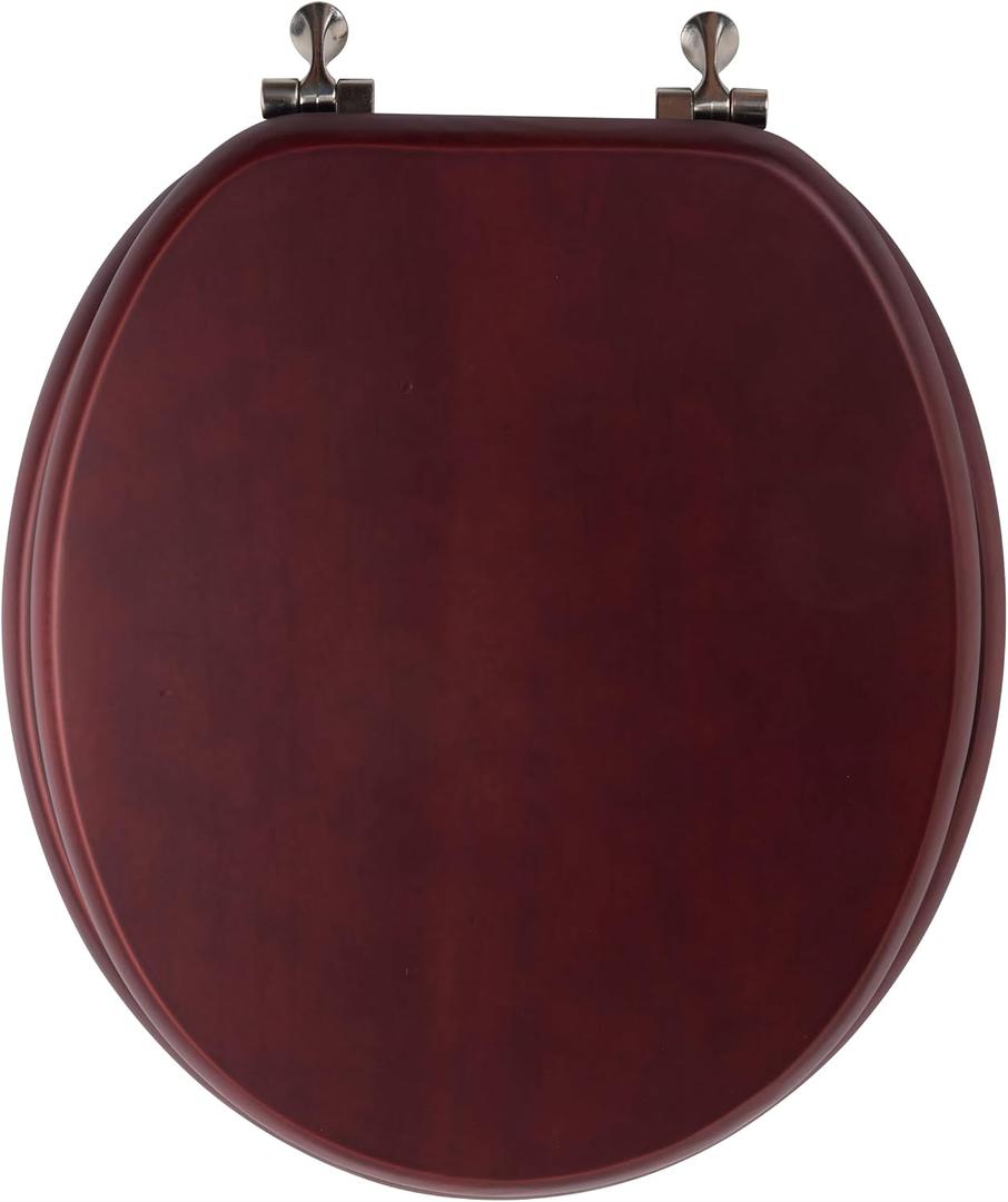 Toilet Seat, Solid Wood, Pine Wood, Matte Finish, Vintage Red Mahogany, PIKLiDS (Round)