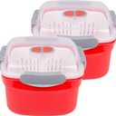 3pc Microwave Cookware Steamers (2 pack) - Reusable Food Container, Removable Strainer and Locking Steam Vent Lid- BPA Free, Fridge and Freezer Safe | 1.3 Liters - Perfect for Vegetables, Pasta, Egg