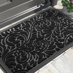 Yimobra Sturdy Door Mat, Heavy Duty Front Welcome Mats for Home Entrance Outdoor Indoor, Doormat for Outside Back Patio Floor Entry Porch Garage Office, Weather Resistant Easy Clean, 36 x 24, Black
