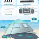 Glymnis Beach Tent Sun Shelter for 3 Person with UPF 50+ UV Protection, Lightweight & Easy Setup Beach Shade Canopy with Vent Windows & Zippered Door - Green