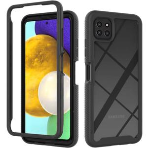 for Samsung Galaxy A22 5G Case Hybrid Drop Protection Clear Case Heavy Duty Hard Rugged Anti-Slip Bumper Anti-Scratch Armor Protective Phone Cover Black