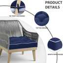 Favoyard Patio Cushions 19 x 19 Inch Indoor & Outdoor Chair Cushions Water-Resistant Seat Cushion for Patio Furniture 3-Year Color Fastness Square Tufted Couch Chair Pads with Ties, 2 Pack, Blue