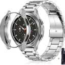 Compatible For samsung galaxy watch 6 44mm 40mm Stainless Steel Strap band with TPU case galaxy watch 6 classic 47mm 43mm case Cover