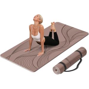 Large Yoga Mat-72x36x0.4 Extra Width  Thick,Comfortable,Non-Slip Exercise Mat-Works Great on All Floor for Stretching,Yoga Studio,Gym or Home Workouts (Brown)
