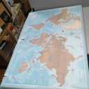 Canvas World Map with Cork Pin Board - English Lettering - Decorative Wall Decoration for All Rooms - Canvas Pictures with World Map Motif (90x60 cm, Pattern 10)