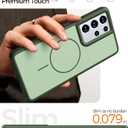 Rayboen for Magnetic Samsung Galaxy S21 Ultra Case 5G, [Compatible with Magsafe] Frosted Skin-Feel Solid Dual-Tone Panel with Soft Edge, Protective Slim Fit Phone Cover for S21 Ultra, Matte Green