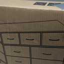 SONGMICS Dresser for Bedroom, Chest of Drawers, TV Stand, Steel, MDF, 7 Non-Woven Fabric Drawers, Storage Organizer Unit, Closet, Entryway, Ink Black and Ebony Black ULGS323B01S