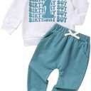 ZOELNIC 1st Birthday Clothes Outfit Boy Baby One Year Old Birthday Outfit Long Sleeve Shirt Pants Fall Winter Outfit Clothes, size 9-12 M