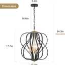 17" Black and Gold Chandelier Geometric Metal Modern Industrial Chandeliers Lighting for Farmhouse Living Room Entryway Kitchen (Bronze-4 lights)
