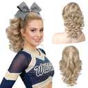 REECHO 12" Ponytail Extension, Classic Loose Curly Wavy Claw Clip Pony tails Hair Extensions Hairpieces for Women - Medium Blonde