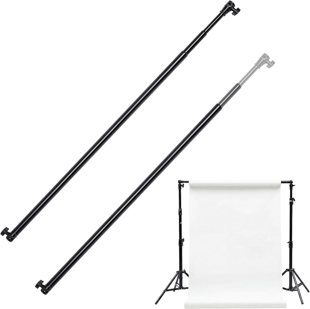 Zonon 2 Pack Backdrop Crossbar 10FT, Adjustable Telescopic Backdrop Pole, 3 Section Twist Lock Background Support Crossbar for Light Stand, C Stand and Photography Studio Equipment, Fits 5/8" Stud