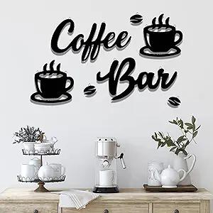 7 Pieces Coffee Bar Sign Hanging Wall Art, Coffee Sign Coffee and Bar Wall Decor with Coffee Beans and Cups Sign for Cafe Kitchen Restaurant (Coffee Bar)