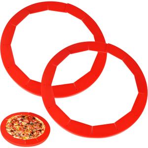 2 Pack Adjustable Silicone Pie Crust Shield Pie BPA-free Protectors Adjustable Bake Crust Protector Pie Crust Protector Cover Kitchen Tool for Baking Pie Pizza, Fit 8-11.5 Inch Pies(Red)