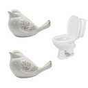 2 Pcs Ceramic Bird Toilet Floor Bolt Caps, Animal Toilet Bolt Covers Decorative, Decorative Bathroom Toilet Bolt, Toilet Bolt Cover for Bottom Easy Installation (Bird-White-B)