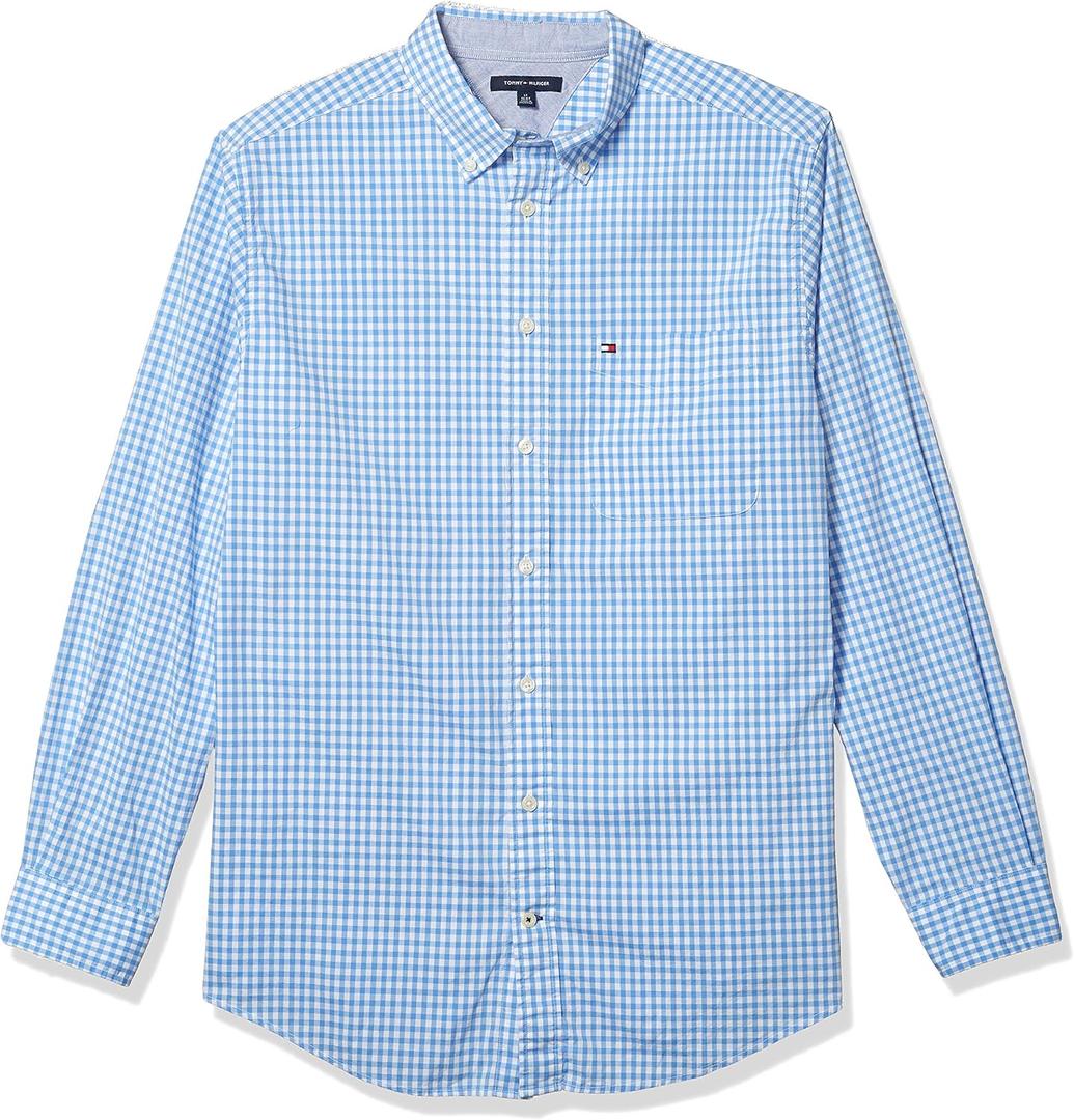 Tommy Hilfiger Men's Long Sleeve Casual Button Down Shirt in Classic Fit (X-Large Tall, Provence)