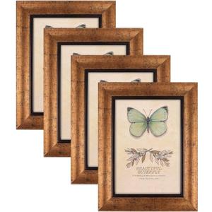 XUANLUO 5x7 Picture Frames Set of 4 Rustic Retro Photo Frame with HD Plastic Cover for Wall Mount and Tabletop Display Family Friends Wedding Gift