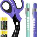 3 x MEUUT 3 Pack Medical Scissors and penlights for Nurses with Four Batteries-One 8" Patented Trauma Scissor Bandage Scissor Two LED Pen lights for Nurse Doctor EMT First Aid