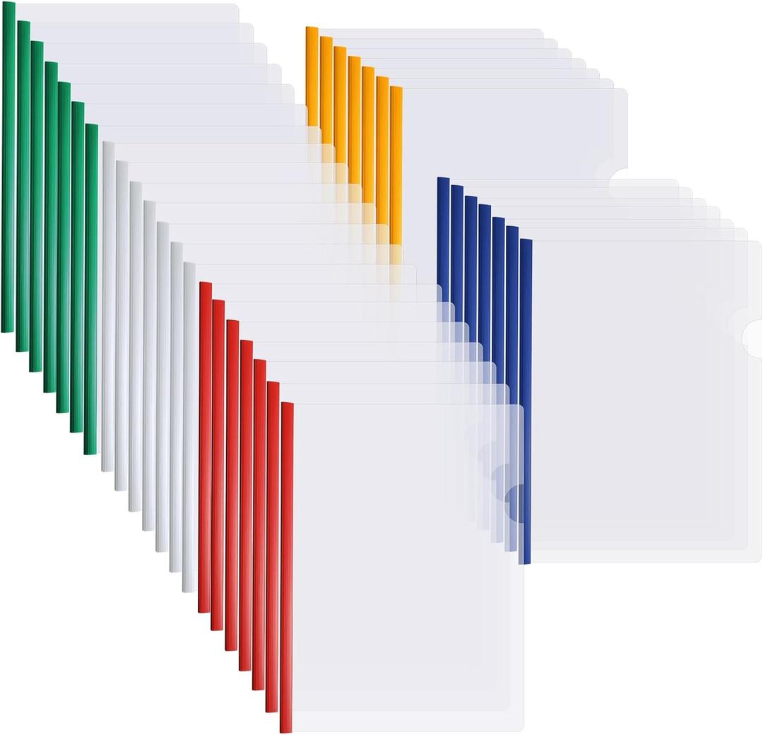 150 Pcs Bulk A4 Clear Report Cover with Sliding Bar 5 Colors Folder Binder Sliding Bar Files Classification Transparent Resume Clipbar Presentation File Folders for School and Office