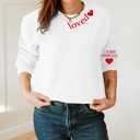 MOUSYA Valentines Day Sweatshirt Women Love Heart Graphic Shirts Christian Pullover Long Sleeve Tops White (White, L)