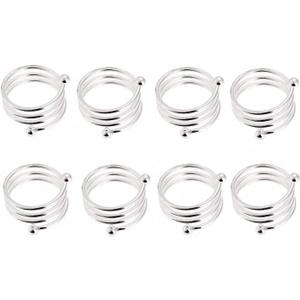 Ulalaza 8PCS Napkin Rings Metal Napkin Holder for Weddings Christmas Dinner Parties Holidays Indoor/Outdoor Parties Daily Use Handmade Decoration Dining Table (Spring Silver)
