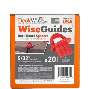 DeckWise WiseGuides 5/32" Gap Deck Board Spacer Guide for Hardwood, Pressure Treated Lumber, Thermal Wood, PVC and Composite Decking Alignment (20 pack)