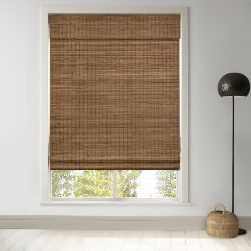 LazBlinds Cordless Bamboo Roman Shades, Privacy Blinds for Interior Windows, Room Darkening Roll Up Bamboo Blinds for Home & Patio, 34.5" W x 64" H, Eastfield Teak
