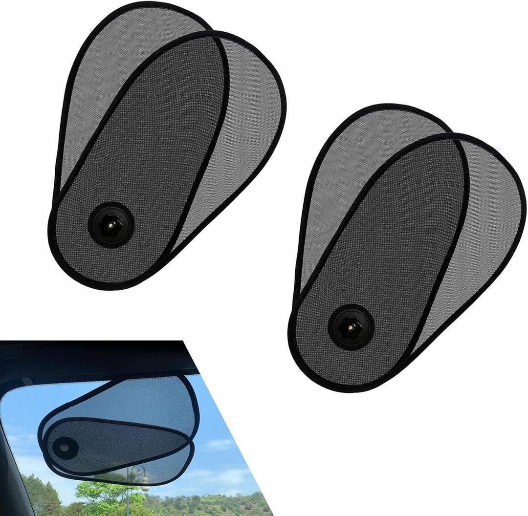 2PCS Car Side Windows Shades, Anti-glare Suction Cup Door Side Sunshade, Adjustable & Rotatable Baby Sunshade, Universal for Driver Passenger Rear Windows (Black)