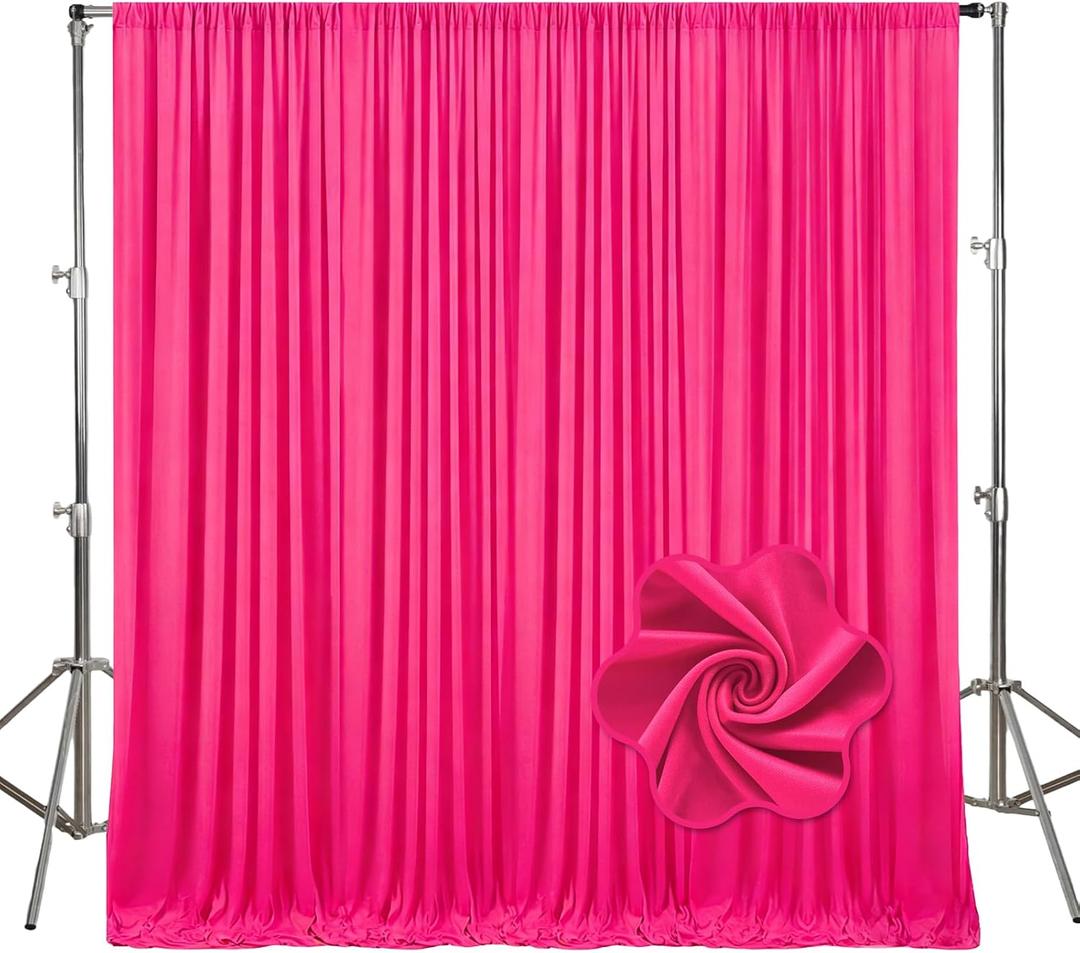 10ft x 10ft Fuchsia Backdrop Curtains for Parties, Polyester Fabric Backdrop Drapes with Rod Pockets for Weddings, Birthday, Halloween, Photography, Christmas Party Background Curtain, 2 Panels