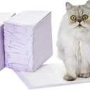 Amazon Basics Cat Pee Pads, 60 Count, Universal Fit for Litter Box, Odor Control, Unscented, White/Purple