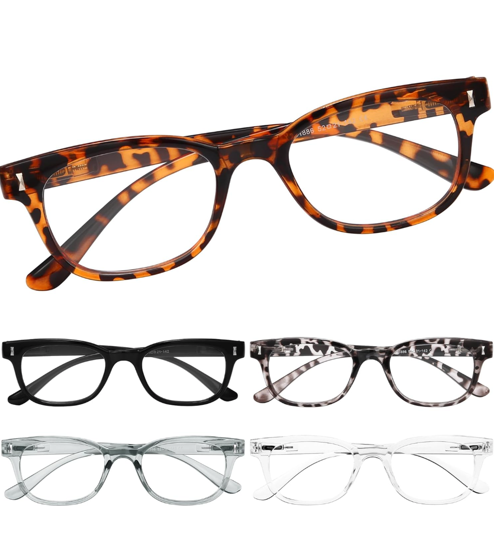 BLS BLUES 5 Packs Reading Glasses for Women Blue Light Blocking, Vintage Computer Eyewear +2.0