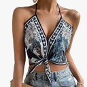 SISKIN Womens Tank Tops Summer Casual Boho Floral Print Halter V Neck Spaghetti Strap Graphic Cami Tank for Women 2025 M